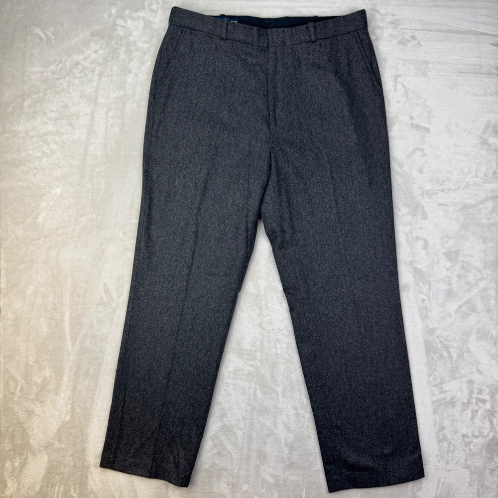 Polo Ralph Lauren Mens 38x32 Dark Gray Flannel Wool Blend Flat Front Dress Pant